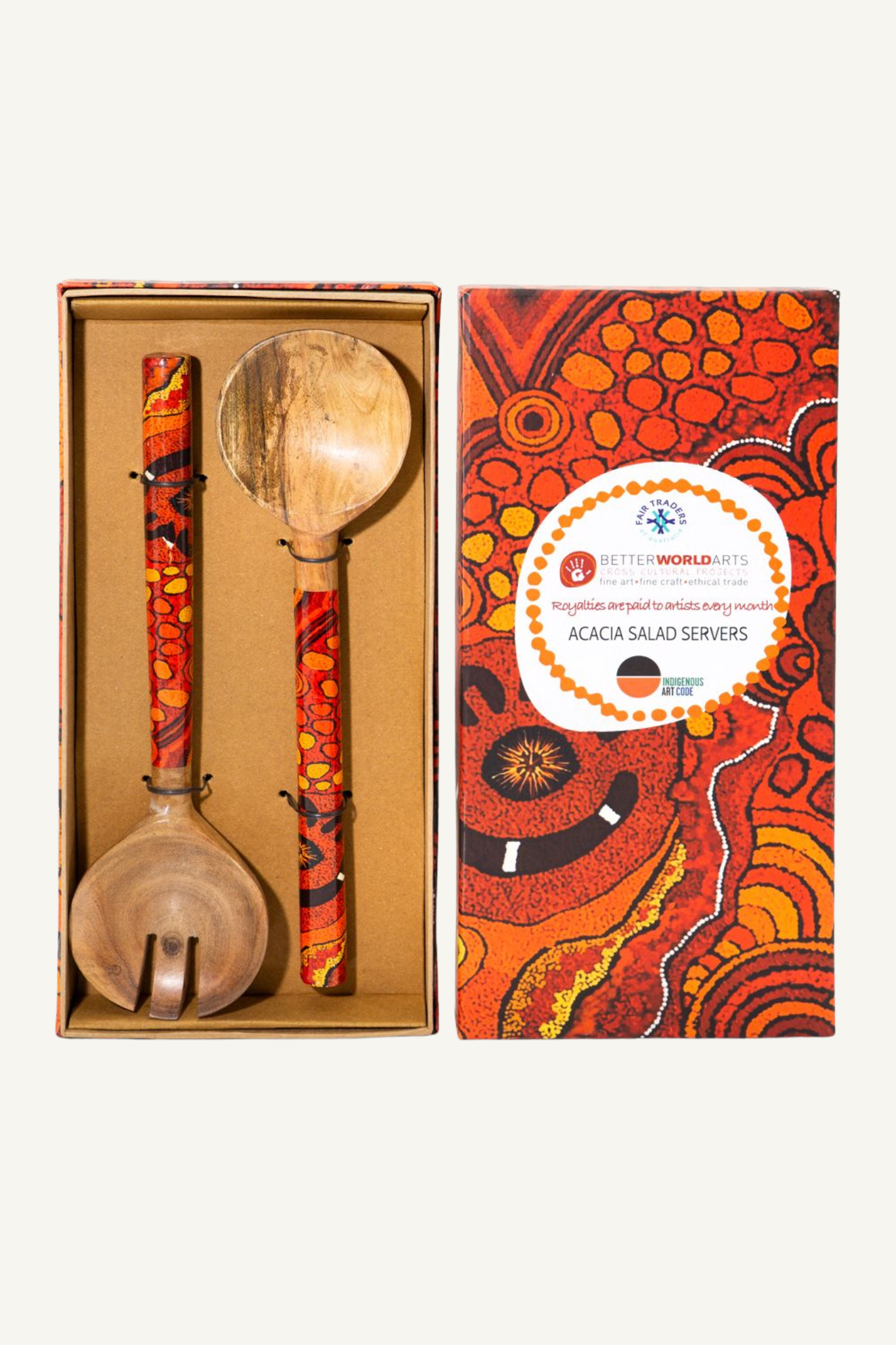 Acacia Salad Servers - Damian and Yilpi Marks