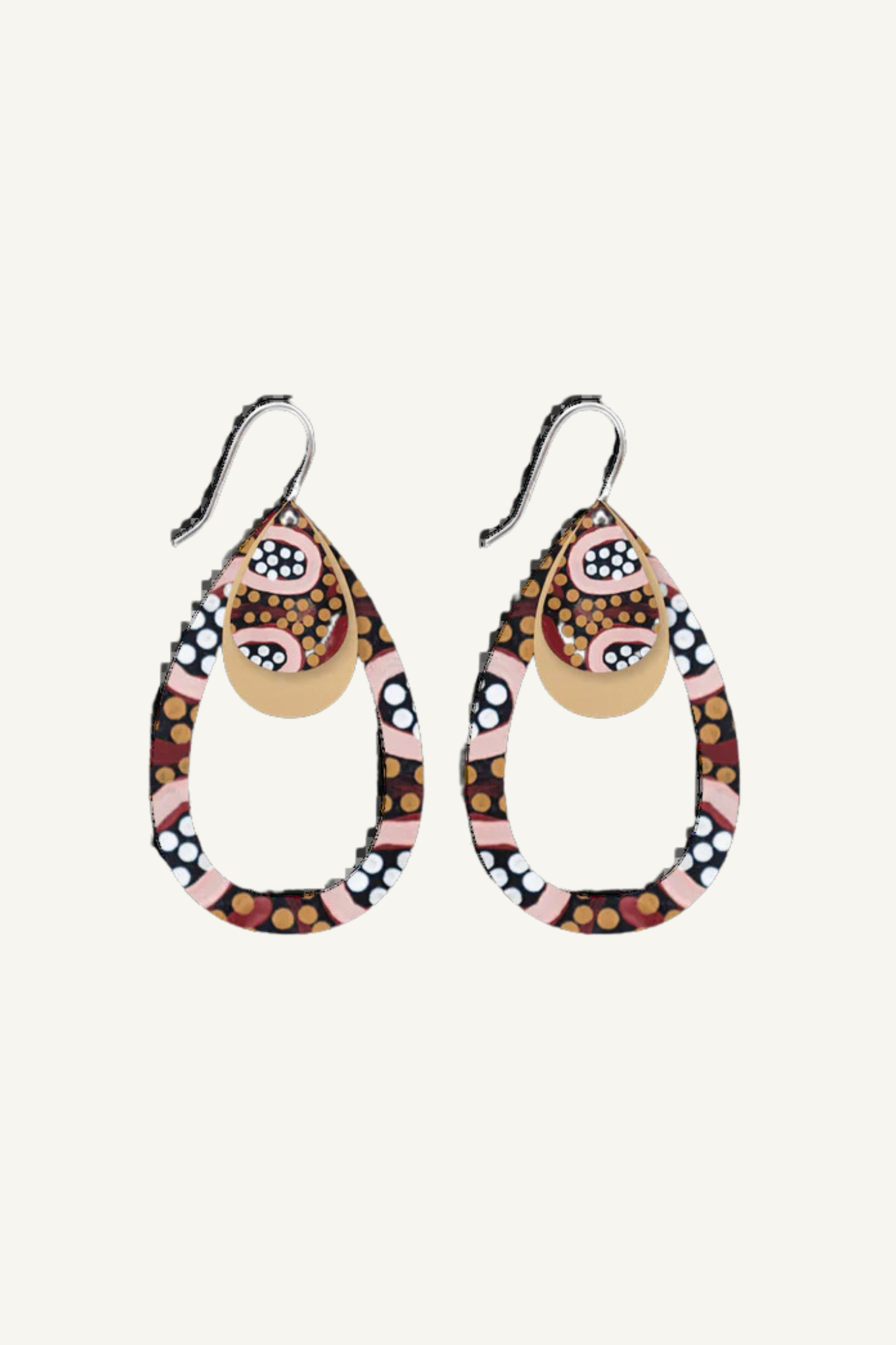 Azeza Possum Country Layered Outline Tear Drop Earrings