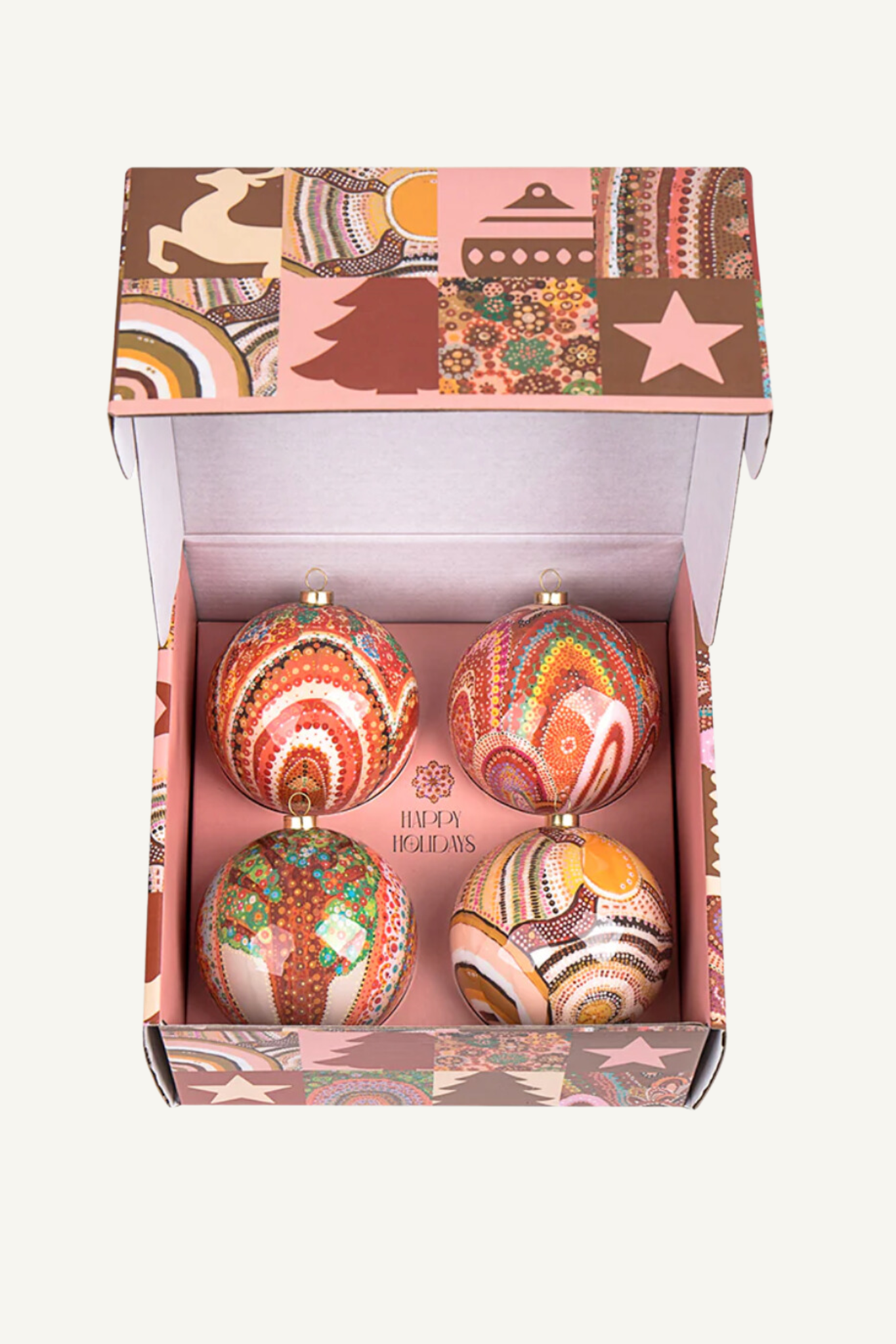 Aboriginal Beautiful Journey 4pack Christmas BAUBLES