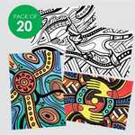 Indigenous Designed Fuzzy Art Colouring Sheets - Pack of 20