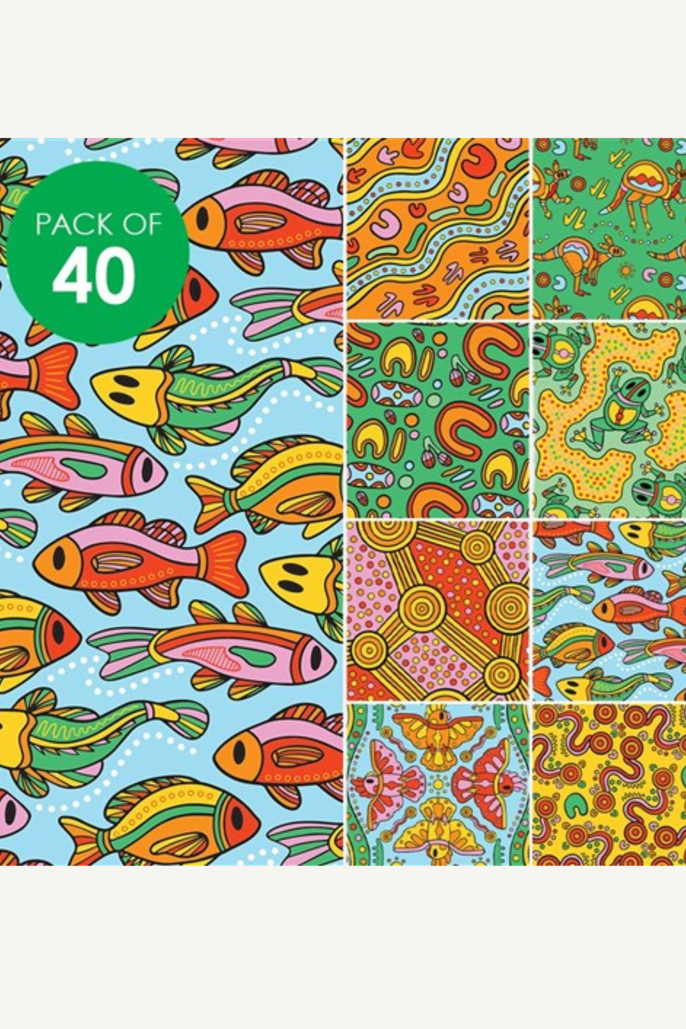 Indigenous Designed Graphic Craft Paper - Pack of 40