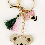 Koala with Tassel Keyring Grey & Pink