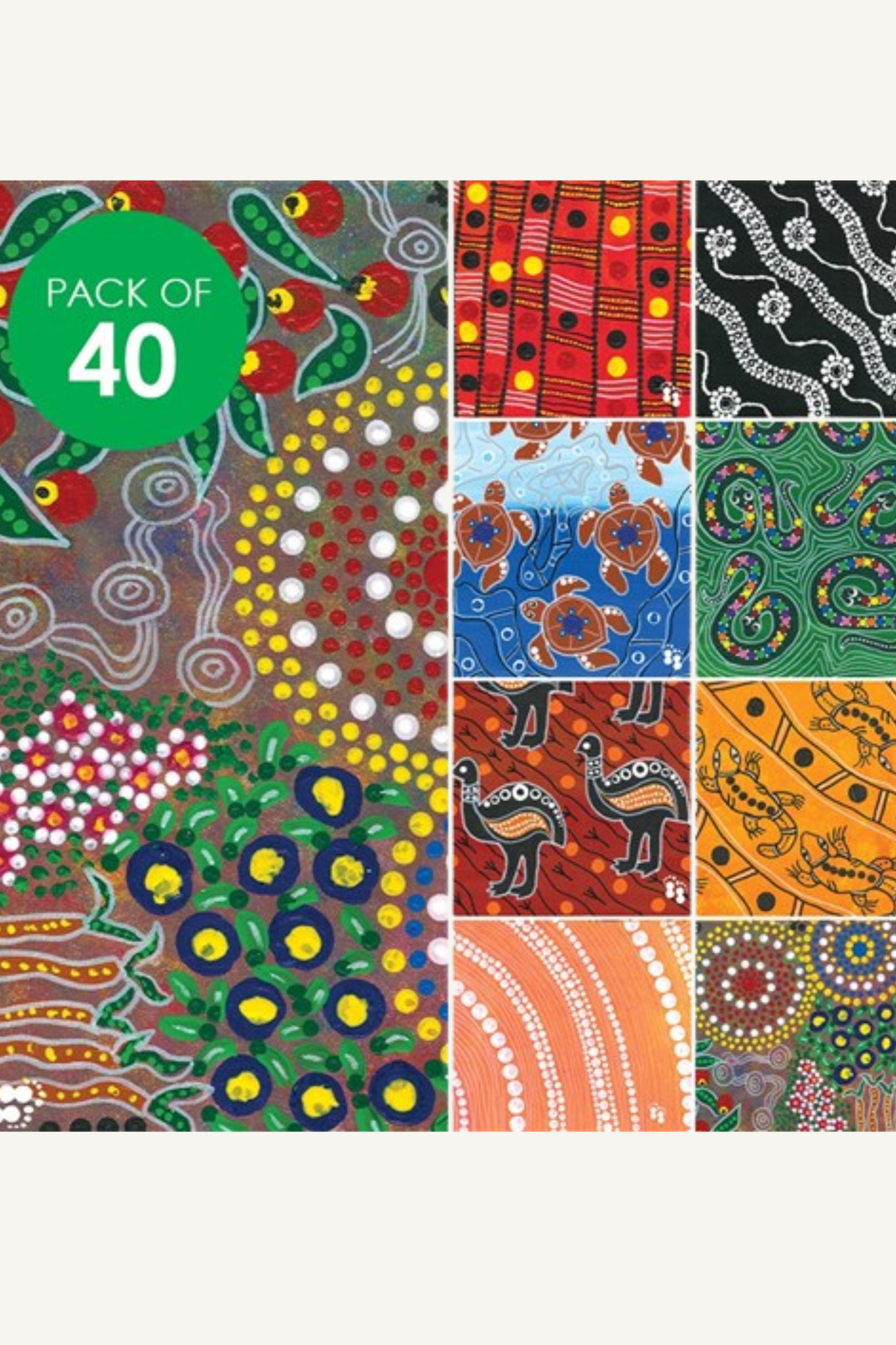 Indigenous Designed Dot Painting Craft Paper - Pack of 40