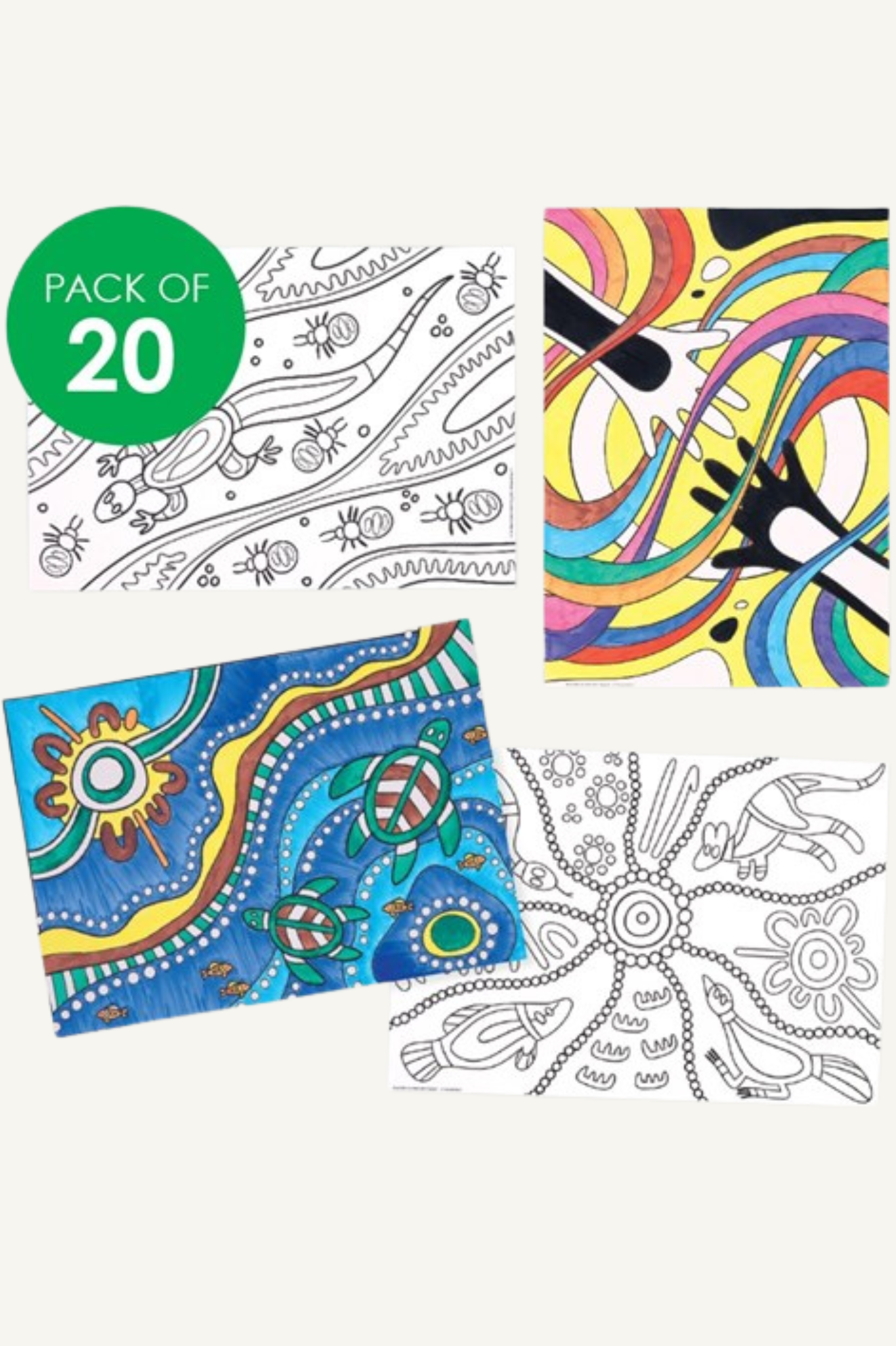 Indigenous Designed A3 Cardboard Colouring Sheets - Pack of 20