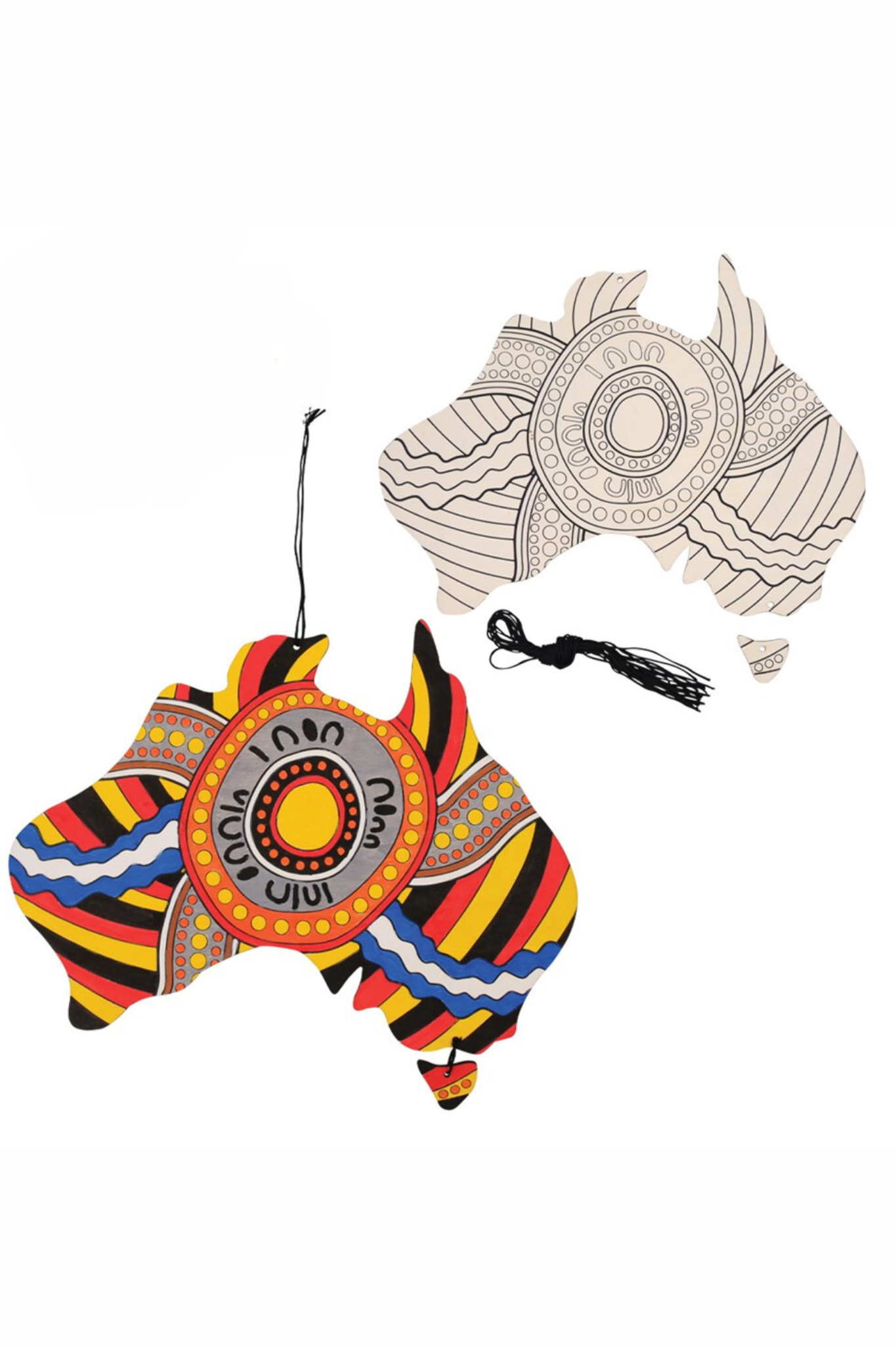 Indigenous Designed Printed Wooden Australia Shapes - Pack of 10