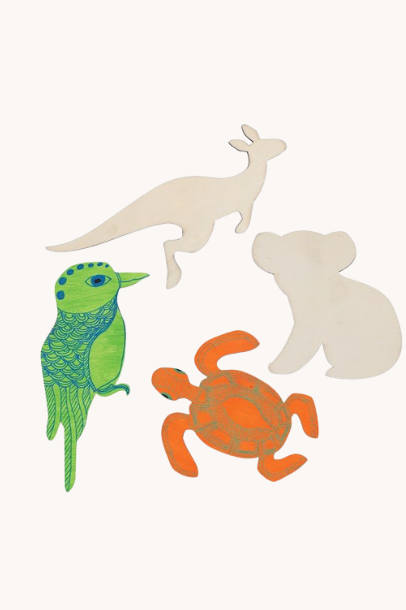 Wooden Australian Animal Shapes - Set 1 - Pack of 20