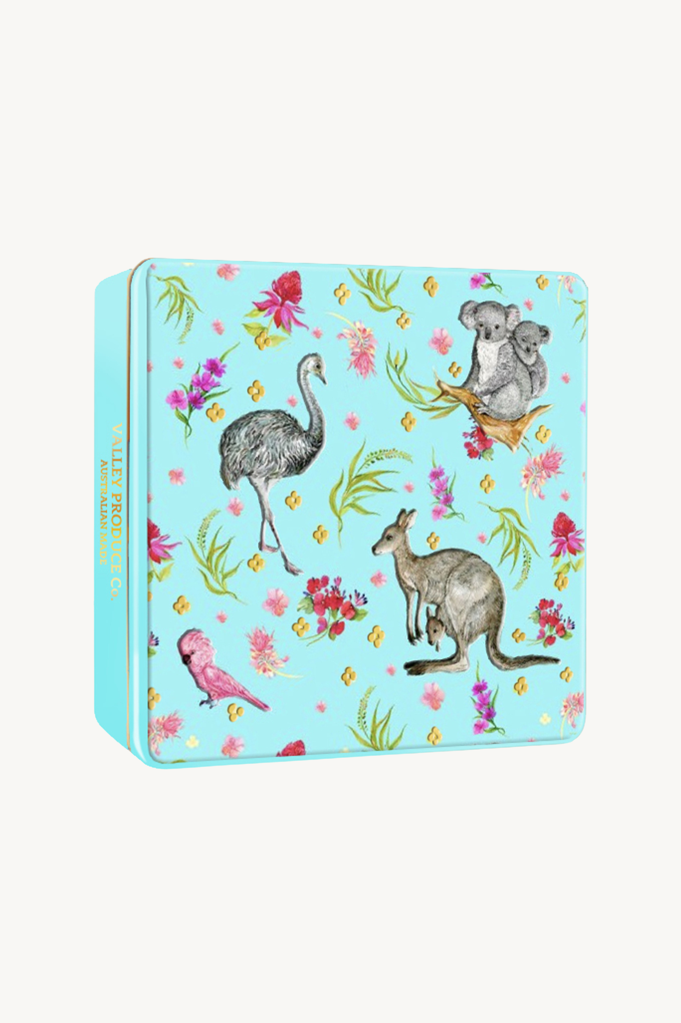 Pure Butter Shortbread Embossed Tin - Australian Animals (Blue)