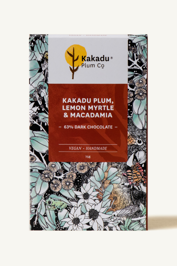 KAKADU PLUM, LEMON MYRTLE & MACADAMIA CHOCOLATE BAR - DARK - Kakadu-Plum-Co
