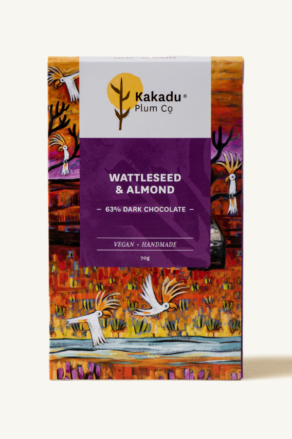 Wattleseed and Almond Chocolate - dark - Kakadu-Plum-Co